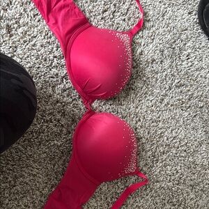 Victoria's Secret Hot Pink Bra with Rhinestone Accents